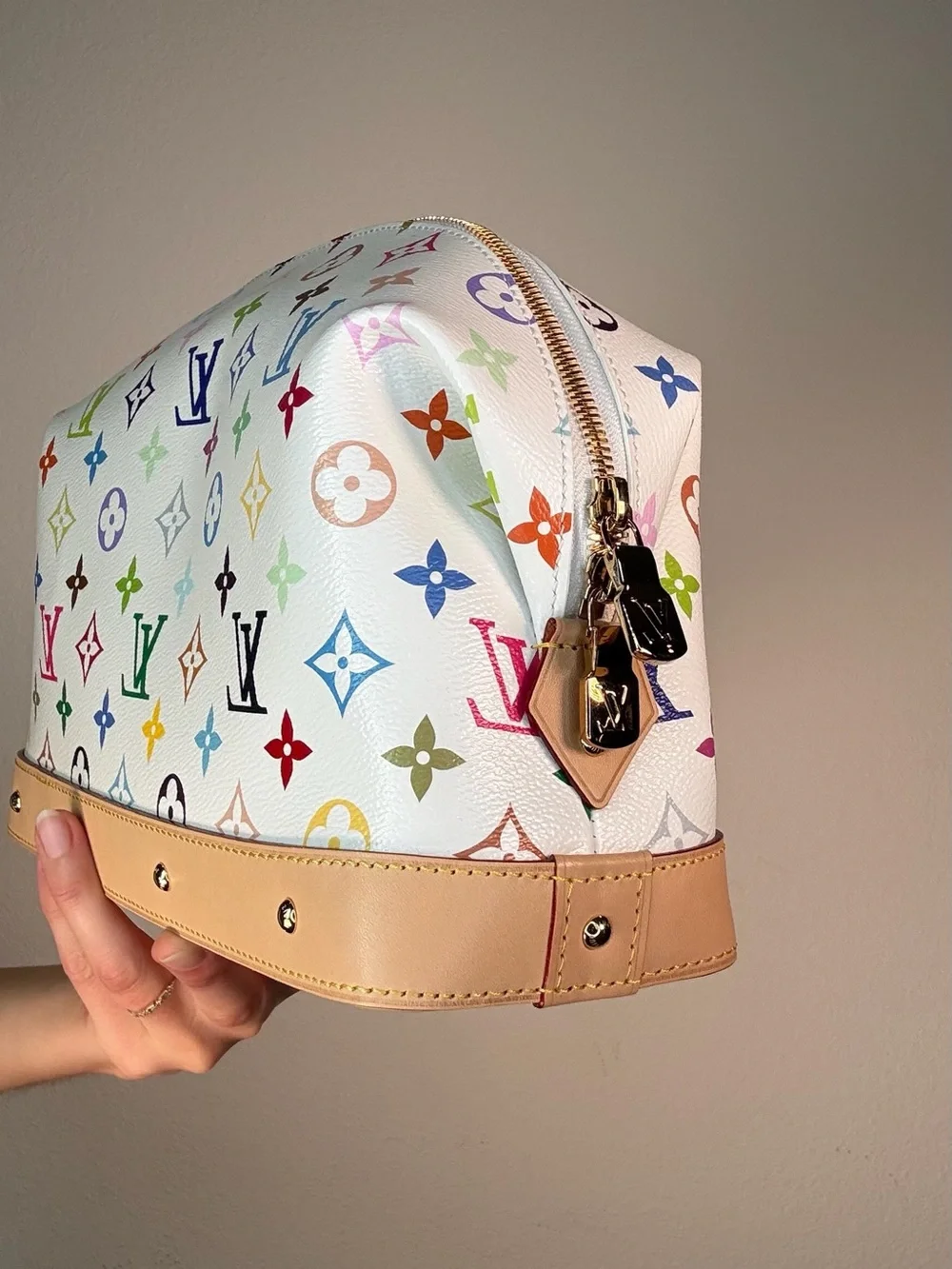 Louis Vuitton x Takashi Murakami Multicolor Monogram White Cosmetic Pouch